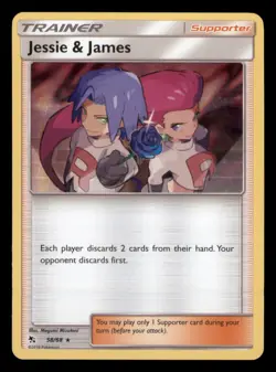 Jessie & James 58/68 Holo Rare Hidden Fates Pokemon TCG NM - Image 1