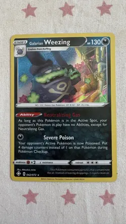 Galarian Weezing 042/072 Shining Fates Holo Rare Pokemon TCG Card - Image 1