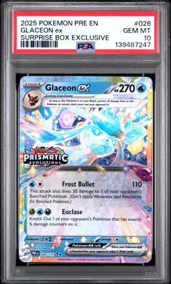 2025 POKEMON PRE EN-PRISMATIC EVOLUTIONS #026 GLACEON EX PSA 10 - Image 1