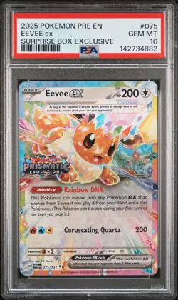 2025 POKEMON PRE EN-PRISMATIC EVOLUTIONS SURPRISE BOX EXCLUSIVE EEVEE EX PSA 10 - Image 1