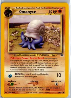 Omanyte 60/75 Neo Discovery Pokemon Card - MP - Image 1
