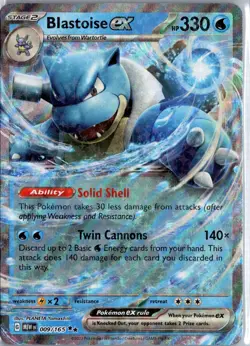 Blastoise ex 009/165 Double Rare 151 Pokemon Lightly Played - Image 1