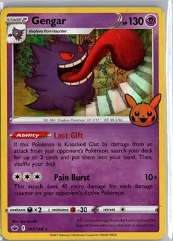 Gengar 057/198 Holo Promo Trick or Trade BOOster Pokemon Heavily Played - Image 1