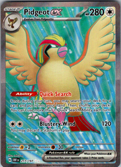 Pidgeot ex 217/197 Obsidian Flames Ultra Rare Pokemon Card Near Mint - Image 1