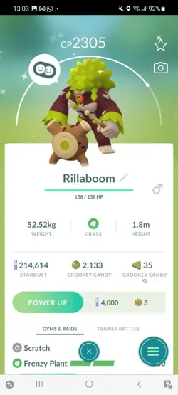 Pokemon Go (Stage 34) Shiny Rillaboom ( 22 Shinys ) - Image 2