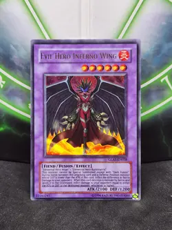 Yugioh Evil HERO Inferno Wing GLAS-EN038 Ultra Rare Unlimited NM - Image 1