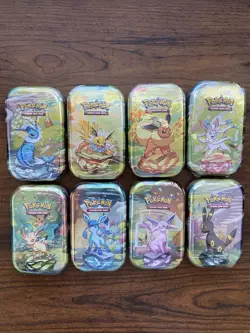 Pokemon TCG Prismatic Evolutions Mini Tin Lot Of 8-Every Eevee-lution Artwork - Image 1