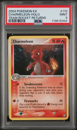 2004 POKEMON EX TEAM ROCKET RETURNS #110 CHARMELEON-HOLO PSA 9 - Image 1