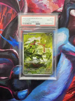 Pokemon Caterpie 172/165 Sv: Scarlet & Violet 151 Illustration Rare Holo PSA 10 - Image 1