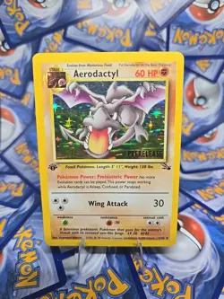 1999 Pokemon 1ST Edition Aerodactyl Fossil Holo Ultra Rare PRERELEASE LP - Image 1