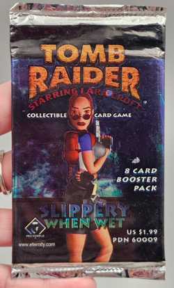 TOMB RAIDER Slippery When Wet Trading Card CCG Booster Pack - New Sealed 1999 - Image 1