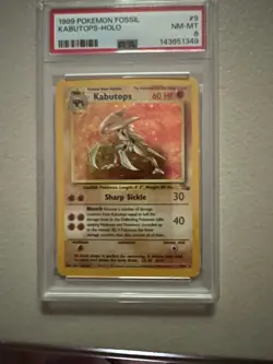 1999 Pokemon Fossil Kabutops Holo #9 Unlimited PSA 8 WOTC Vintage - Image 1