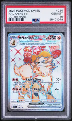 Pokemon TCG Arcanine ex 224/198 Scarlet & Violet Ultra Rare Full Art Holo PSA 10 - Image 1