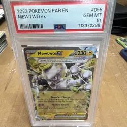 The Pokemon Company Pokemon TCG Mewtwo ex 058/182 SV04 Tera Holo PSA 10 English - Image 1