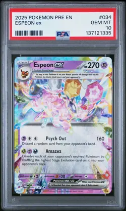 2025 POKEMON PRE EN-PRISMATIC EVOLUTIONS #034 ESPEON EX PSA 10 - Image 1