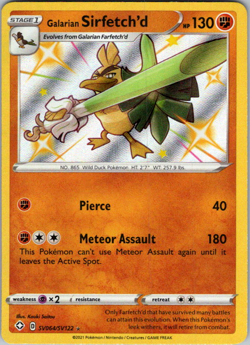 Galarian Sirfetch'd SV064/SV122 - Shining Fates Shiny Holo Rare Pokemon TCG NM - Image 1