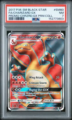 2017 POKEMON SM GX PREMIUM COLLECTION #SM60 FULL ART/CHARIZARD GX PSA 7 - Image 1