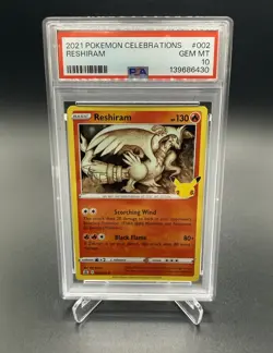 2021 Pokemon Celebrations #002 Reshiram Holo PSA 10 GEM MINT - Image 1