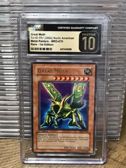 Yugioh Great Moth Metal Raiders First Edition CGC 10 Pristine MRD-070 Rare 2002 - Image 1