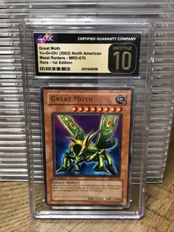 Yugioh Great Moth Metal Raiders First Edition CGC 10 Pristine MRD-070 Rare 2002 - Image 2