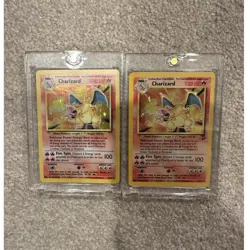 Pokemon TCG Base Set Charizard 4/102 Holo English 1999 Lot of 2 Cards - Image 1