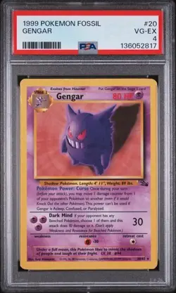 New Cert* Gengar PSA 4 - Fossil Set - Pokemon - 1999 - WOTC #20/62 - Image 1
