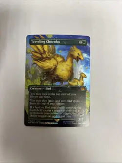 Traveling Chocobo Borderless Chocobo Track Foil Card #0568 MTG LP - Image 1