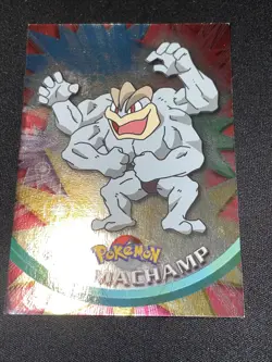 1999 Topps Pokemon Blue Logo TV Animation Edition MACHAMP #68 Holo Foil - Image 1