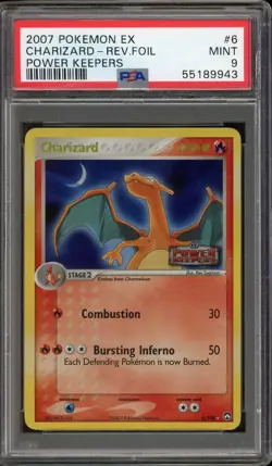 2007 POKEMON EX #6 CHARIARD REVERSE FOIL MINT PSA 9 POWER KEEPERS 6/108 SUGIMORI - Image 1