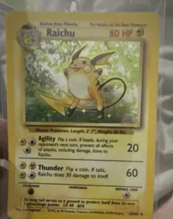 Raichu 14/102 Base Set Unlimited Holo Rare 1999 English 80 HP Stage 1 - Image 1