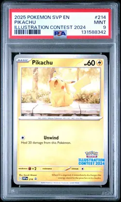 2025 POKEMON SVP EN-SV BLACK STAR PROMO ILLUSTRATION CONTEST 2024 PIKACHU PSA 9 - Image 1