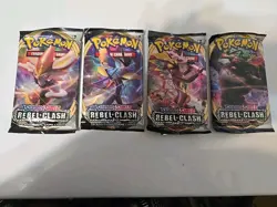 Pokemon Cards Rebel Clash Booster Packs Full Art Set Lot Of 4 - Image 1
