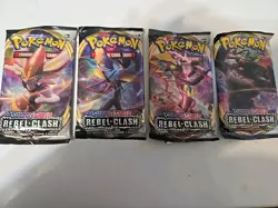 Pokemon Cards Rebel Clash Booster Packs Full Art Set Lot Of 4 - Image 2