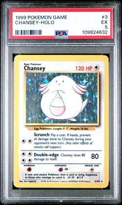Chansey Holo 3/102 Game Pokemon PSA 5 - Image 1