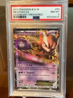 2013 Pokemon B & W - Mewtwo EX - Legendary Treasures 54/113 NM-MT, PSA 8 - Image 1