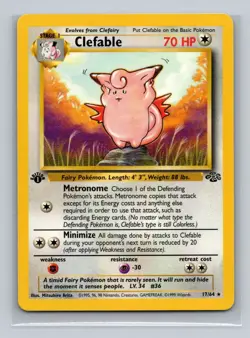 Pokemon Clefable 17/64 Jungle 1st Edition Rare Non Holo Card 1999 LP - Image 1