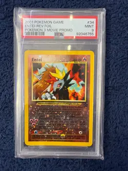 PSA 9 Entei Reverse Foil Pokemon Movie Promo #34 - 2001 Pokemon Card 🌀SWIRL🌀 - Image 1