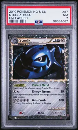 Pokemon 2010 HGSS Unleashed Steelix Holo #87/95 PSA 7 NM - Image 1