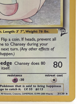 Chansey 003/130 Base Set 2 Holo Rare Basic 120HP Pokemon TCG Card - Image 5