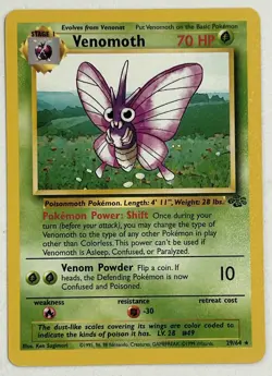 Venomoth 29/64 - Rare - WoTC Vintage Jungle Set Pokemon Card NM Unlimited - Image 2