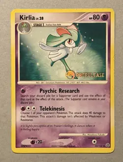 Pokemon TCG Kirlia 53/132 Secret Wonders Pre-Release Stamp 2007 - Image 1