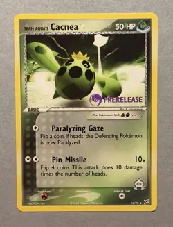 Pokemon TCG Team Aqua's Cacnea 24/95 Team Magma Team Aqua Prerelease Stamp 2006 - Image 1