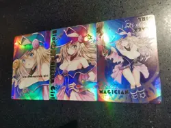 3×Yu-Gi-Oh Black Magician Girl Doujin Card DDM Series Full Art Color Glitter - Image 1