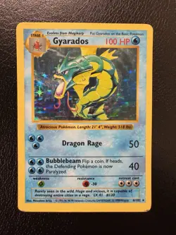 Pokemon TCG Gyarados Base Set 6/102 100 Holo Rare SHADOWLESS HP/MP - Image 1