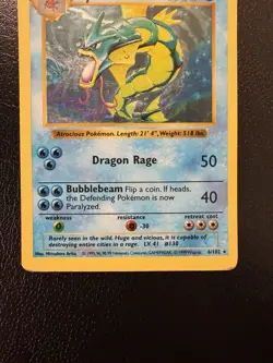 Pokemon TCG Gyarados Base Set 6/102 100 Holo Rare SHADOWLESS HP/MP - Image 3