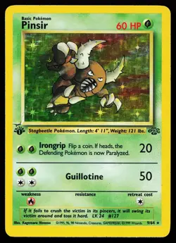 Pinsir 9/64 1st Edition Scratch Print ERROR Holo Rare Jungle Pokemon Card - Image 1