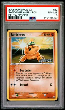 SANDSHREW REVERSE HOLO 82/113 DELTA SPECIES POKEMON PSA 8 - Image 1