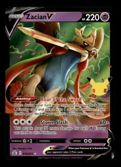 Zacian V 016/025 Celebrations Holofoil Ultra Rare Pokemon TCG - Image 1