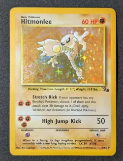 Hitmonlee 7/62 Holo Fossil Set Pokemon Card WOTC MP - Image 1