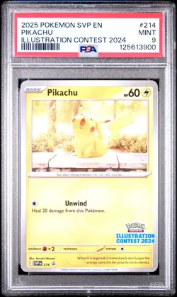 2025 POKEMON SVP EN-SV BLACK STAR PROMO ILLUSTRATION CONTEST 2024 PIKACHU PSA 9 - Image 1